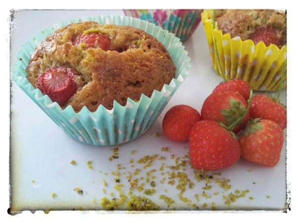 Muffins fragole e pistacchio